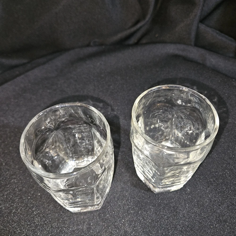 Set 2 Libbey Chivalry Clear Juice Textured Glasses Flat weighted base 6oz. - Picture 5 of 9